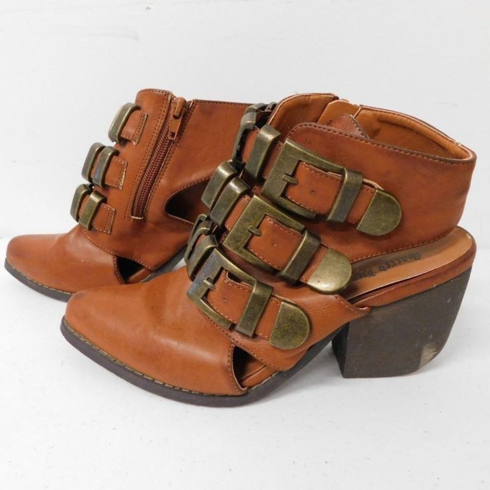 Boho Western Buckled Ankle Boots by Sacred Heart Size 6